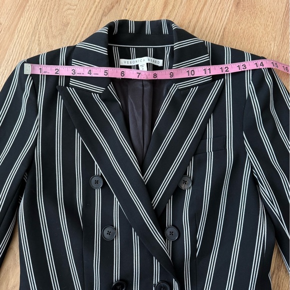 Veronica Beard $650 Miller Dickey Blazer Jacket Pinstripe Black White Size 2 - Picture 8 of 12